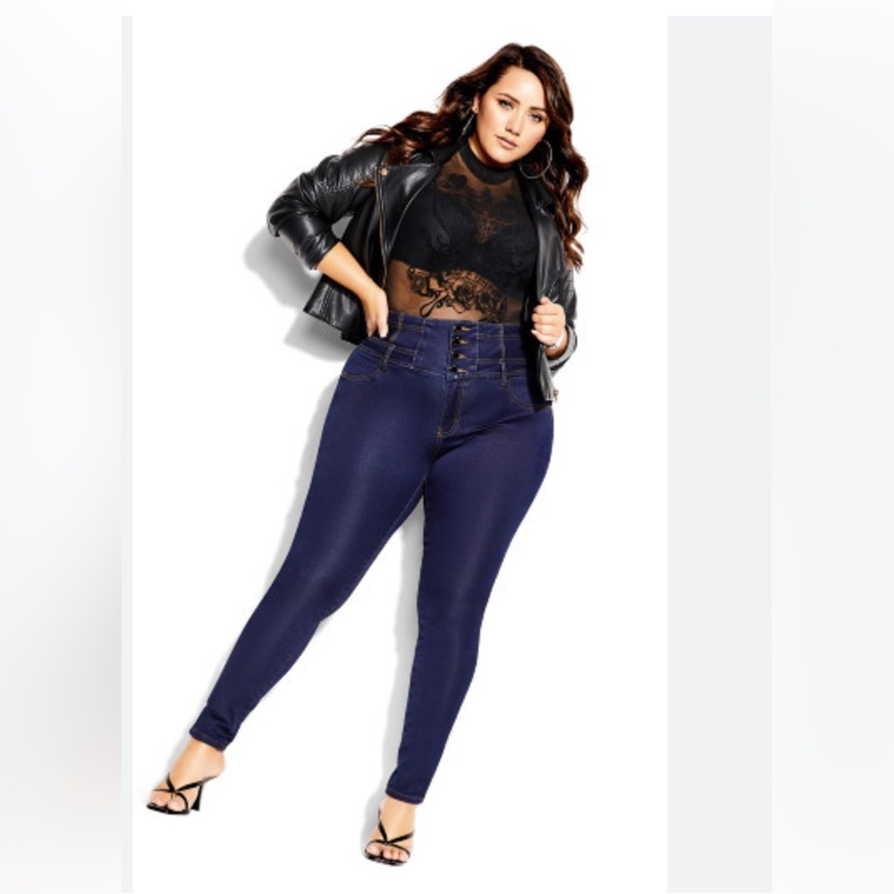 City chic corset skinny jeans 16 short dark blue wash
